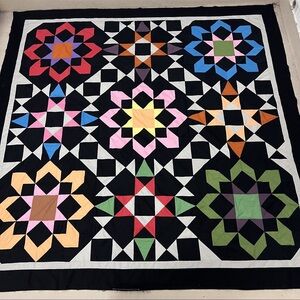 Flower Cosmic Jewels Cotton Fabric Queen size Patchwork quilt top/topper